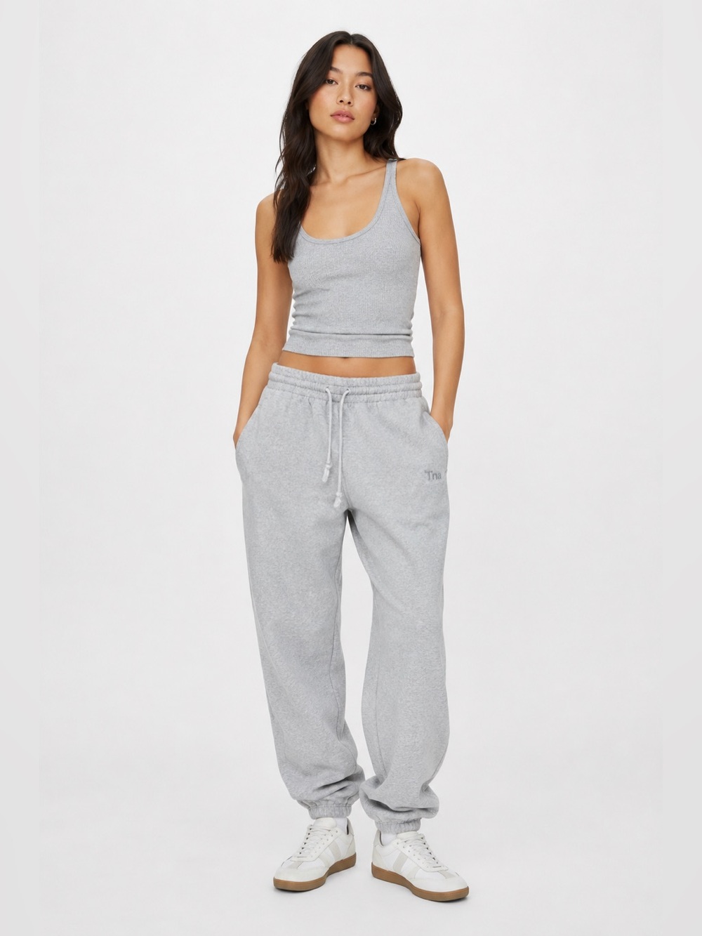 Aritzia TNA Cozy Fleece Boyfriend Sweatpants Heather Gray XL